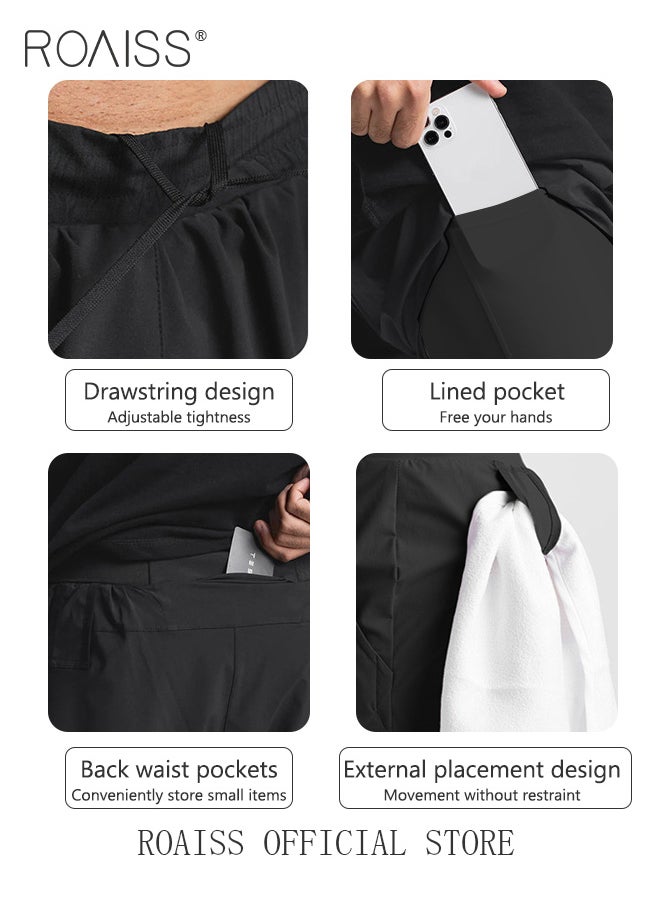 roaiss - Men Stretch Basketball Pants with Mesh Design Anti Exposure Breathable and Comfortable Outdoor Sports Cropped Breathable Fabric Quick Drying - Image 1