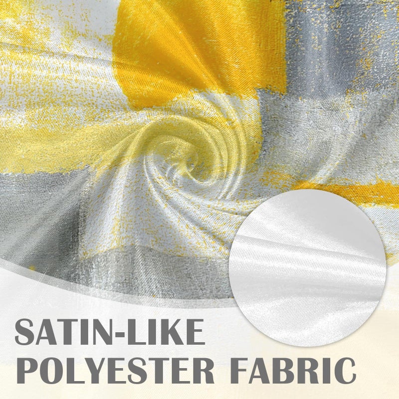 Emvency 4 Pack Valances Window Treatments, Yellow and Grey Abstract Modern Art Blackout Adjustable for Living Room Bathroom Bedroom Kitchen Over Sink, 18x52 Inch Rod Pocket Valances - Image 4