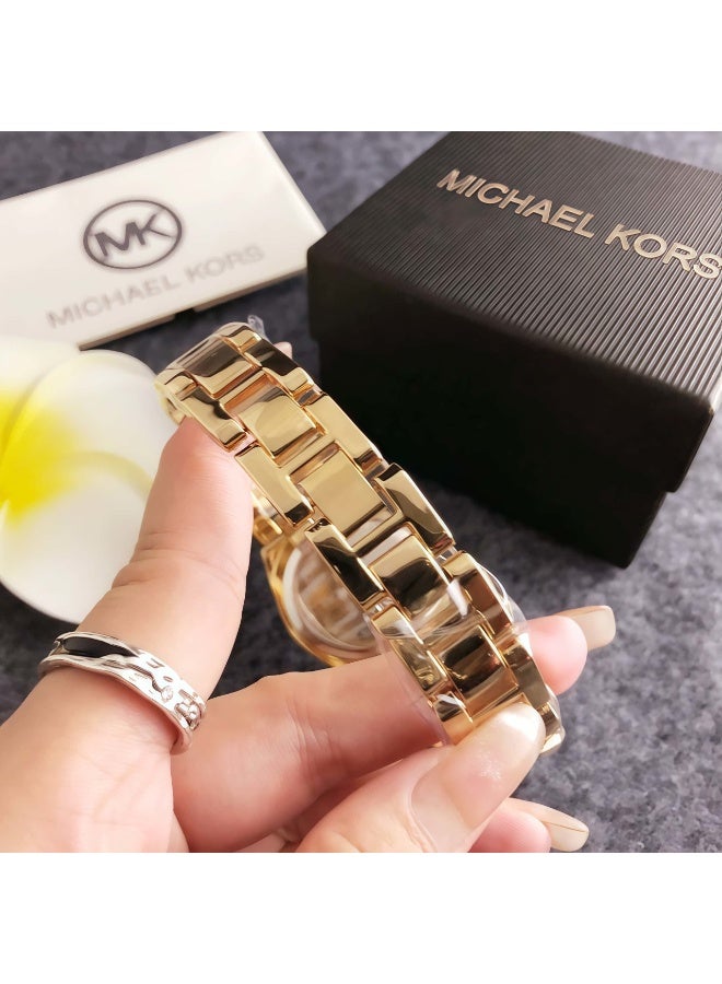 mk Michael Kors Classic Men's and Women's Fashion Multi functional Alloy Round Quartz Watch Stainless Steel Strap 30mm - Image 2