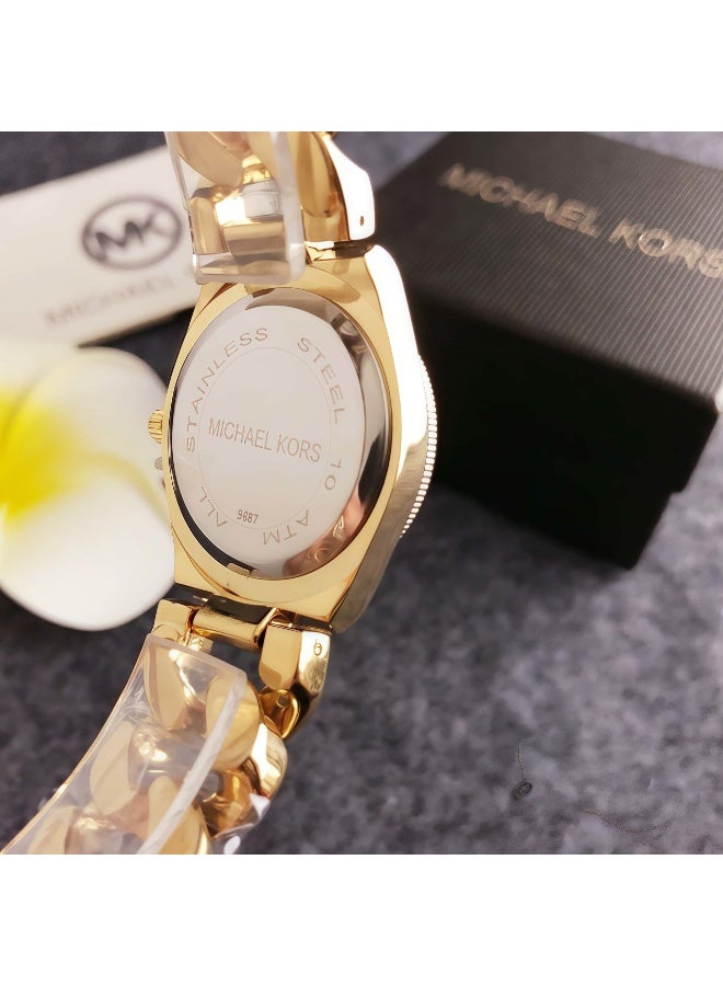 mk Michael Kors Classic Men's and Women's Fashion Multi functional Alloy Round Quartz Watch Stainless Steel Strap 30mm - Image 4