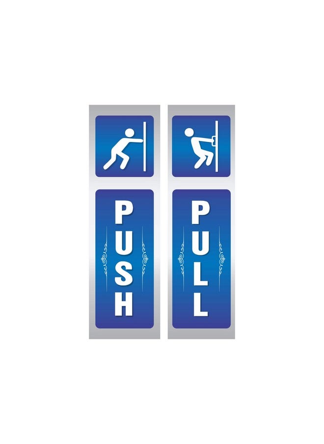 Anne Print Solutions Anne Print Solutions® Push Pull Stickers for Glass Door Self Adhesive Vinyl Pack of 4 Push 4 Pull for Gate Sticker | Door Sticker Size 2 Inch* X 7 Inch* Multicolor  - Image 1
