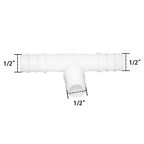 JoyTube Plastic 1/2" ID Hose Barb Fittings, Equal Barbed Tee Pipe Connectors 3 Way Joint Splicer Mender Union Adapter for Boat Aquarium, Pack of 6 - Image 2