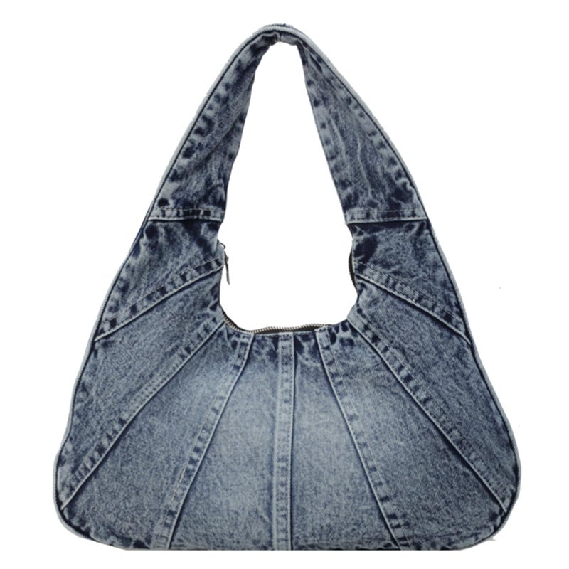 Extolove Denim Purse Trendy Jean Purses for Women Denim Hobo Tote Bags Y2K Shoulder Bag Handbags (Denim Blue) - Image 1