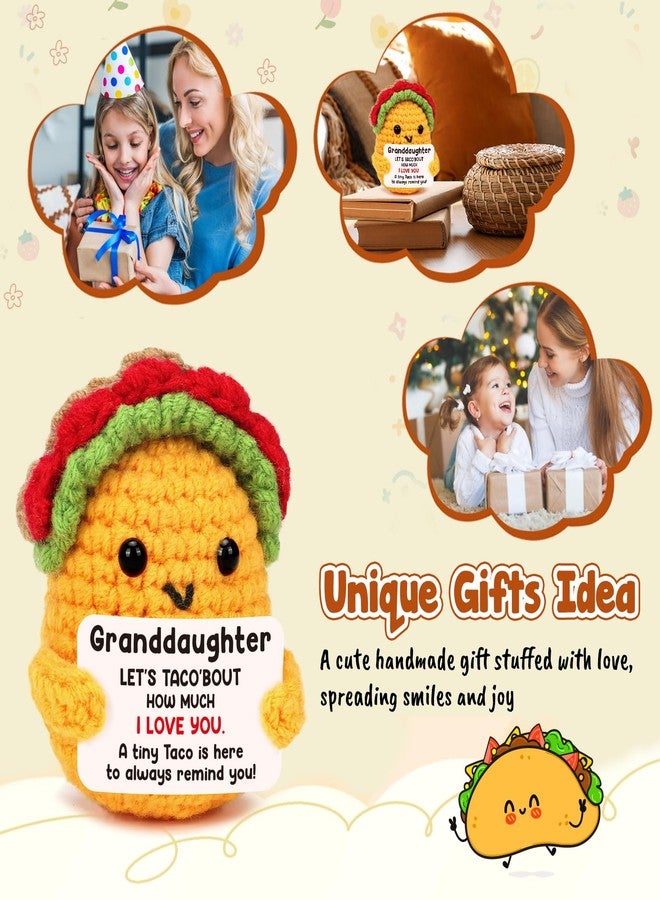 LuoHere Granddaughter Gifts from Grandma, Granddaughter Birthday Graduation Gifts for Year Old Age Grandchildren Grandkids Christmas Easter Basket Stuffers Valentines Teen Girls Cute Mini Crochet Taco Gift - Image 3