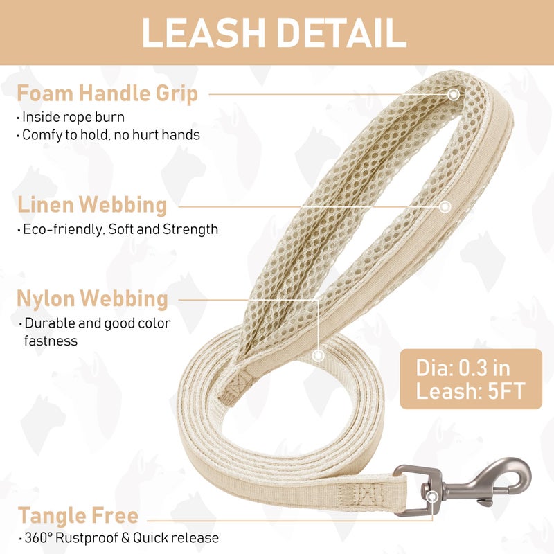 GAMUDA Small Pet Harness Collar and Leash Set, Step in No Chock No Pull Linen Fabric Soft Mesh Dog Vest Harnesses Reflective for Dogs Puppy Cats Kitten Rabbit (Khaki, S) - Image 5