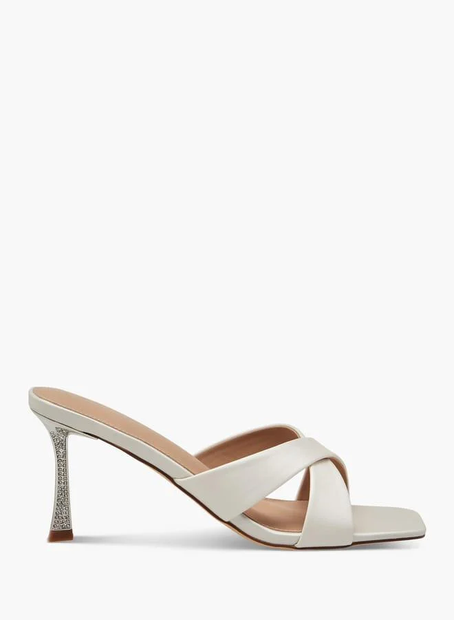 Flora Bella By Shoexpress Women Textured Cross Strap Sandals with Stiletto Heels