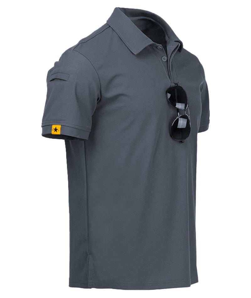 ZITY Mens Polo Shirt Short Sleeve Sports Tactical T-Shirt Athletic Golf Polos Daily Casual Stylish Collared Shirts for Men Grey X-Large - Image 1