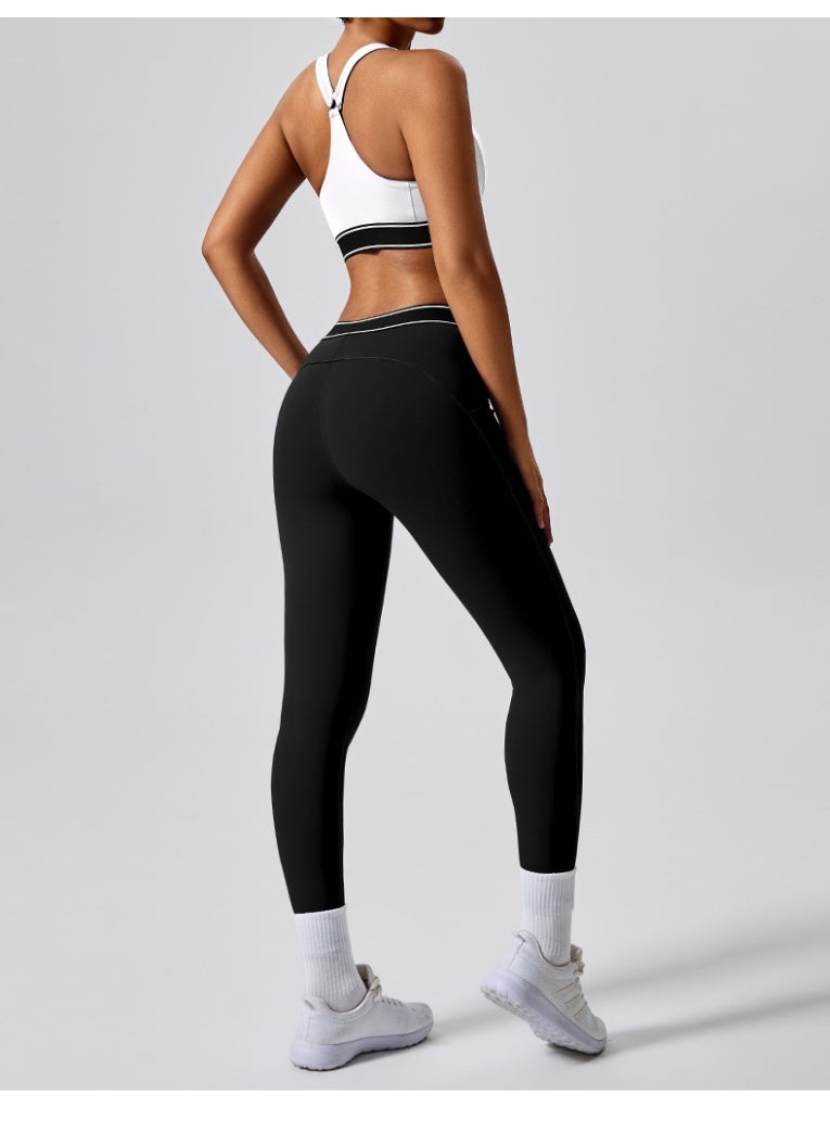 Sports Crop Top Pants 2 Piece Set Woman Sleeveless Strap Vest High Waist Trousers Women Yoga Running Gym Workout Fitness Clothes - Image 2