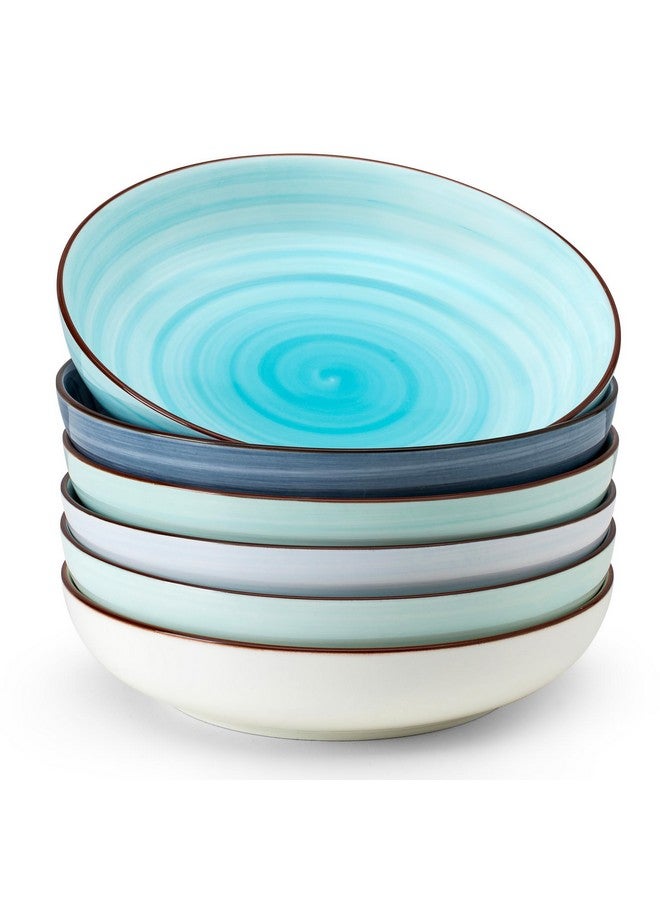 Sweese Pasta Bowls Set of 6, 30 Ounce Ceramic Salad Plates for Dishwasher & Microwave Safe - Solid Salad Bowls, Soup Bowls - Deep Plates Lipped Edges, Oven Safe Porcelain Plates Serving Bowls - Image 1
