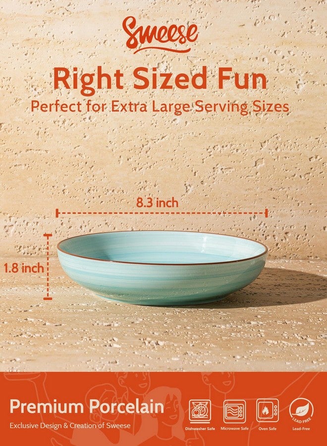 Sweese Pasta Bowls Set of 6, 30 Ounce Ceramic Salad Plates for Dishwasher & Microwave Safe - Solid Salad Bowls, Soup Bowls - Deep Plates Lipped Edges, Oven Safe Porcelain Plates Serving Bowls - Image 2