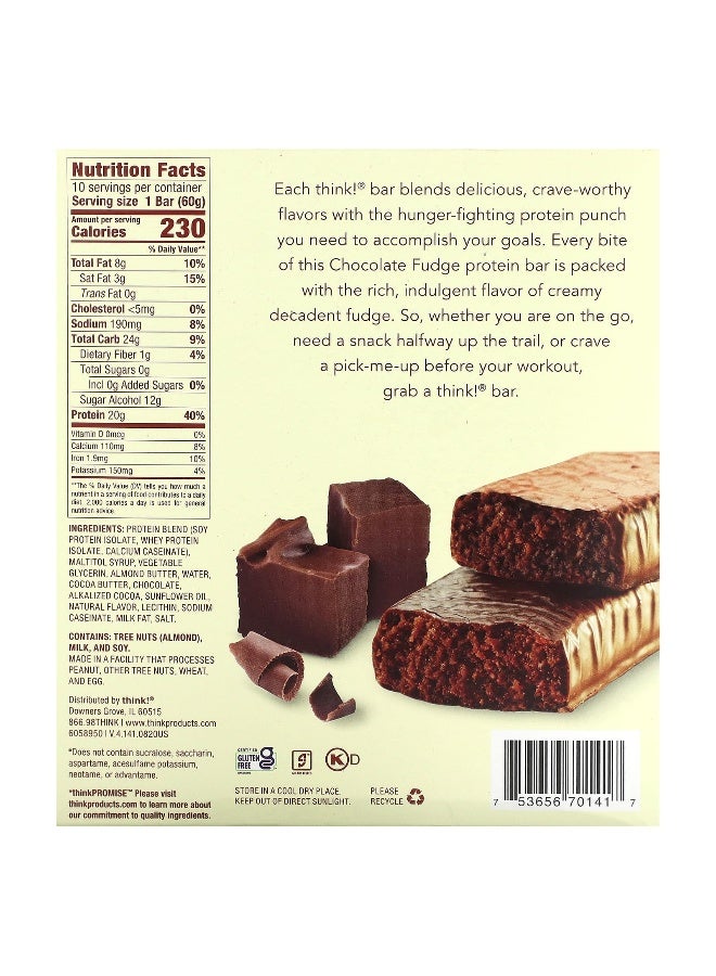 think! Think !, High Protein Bars, Chocolate Fudge, 10 Bars, 2.1 oz (60 g) Each (Packaging may vary) - Image 2