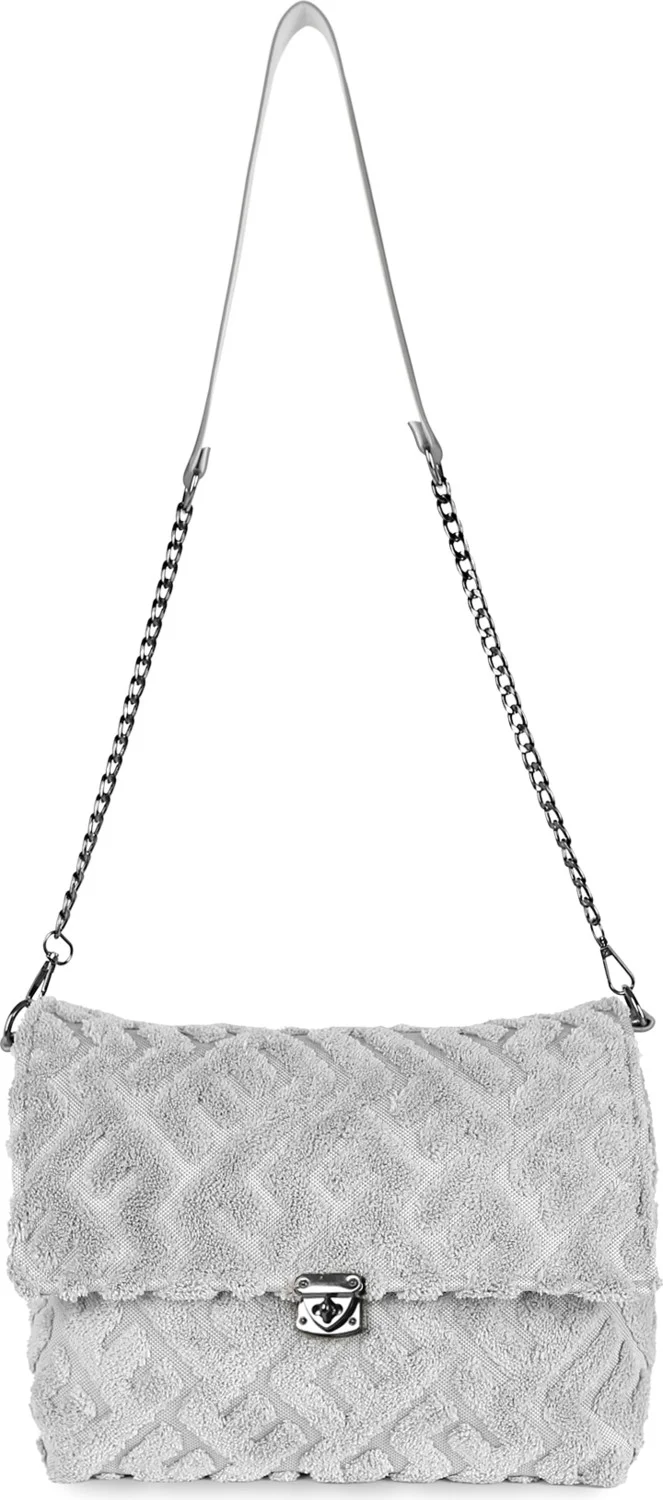 Hamur Dough Women's Fabric Hand and Shoulder Bag Maze Gray Fur Plush Knitted Crossbody Bag