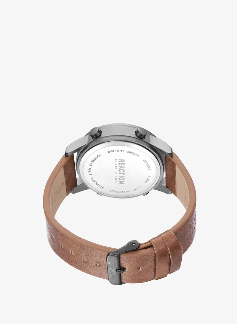 Kenneth Cole Reaction  Kenneth Cole Reaction Digital Gents Watch With Brown Synthetic Leather Strap 46mm - KRWGD9006401 for Men | Best Price UAE