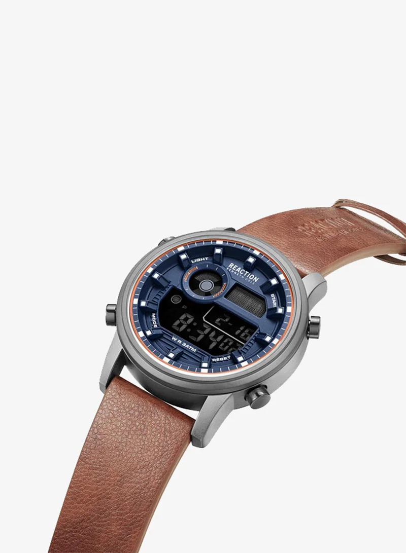 Kenneth Cole Reaction  Kenneth Cole Reaction Digital Gents Watch With Brown Synthetic Leather Strap 46mm - KRWGD9006401 for Men | Best Price UAE