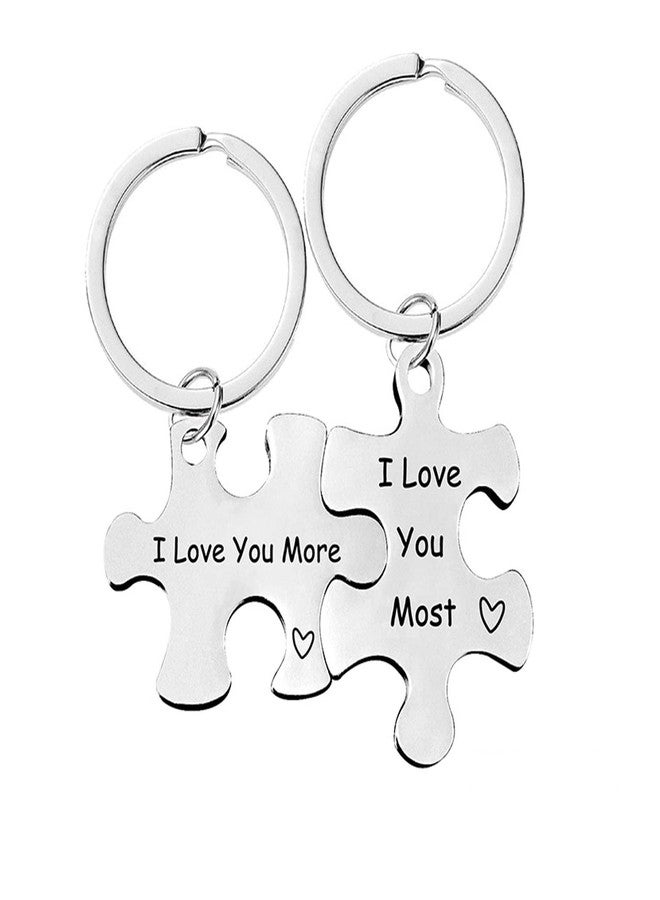 Grekywin Couple Gifts Keychain Puzzle Keychain, I Love You Most I Love You More Matching Couple Keychain, Valentine's Day Birthday Gifts for Boyfriend Girlfriend for Husband Wife - Image 2