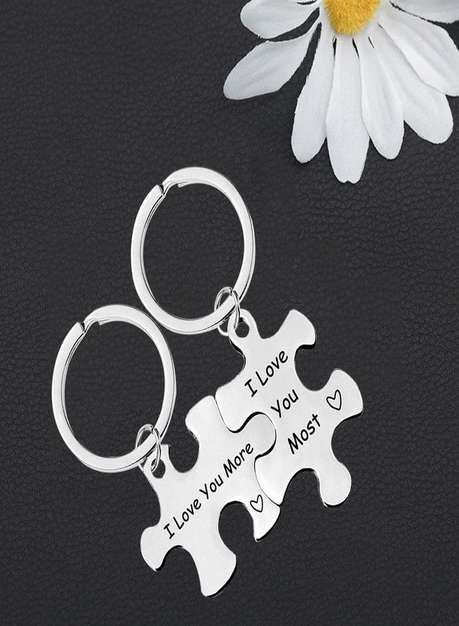 Grekywin Couple Gifts Keychain Puzzle Keychain, I Love You Most I Love You More Matching Couple Keychain, Valentine's Day Birthday Gifts for Boyfriend Girlfriend for Husband Wife - Image 3