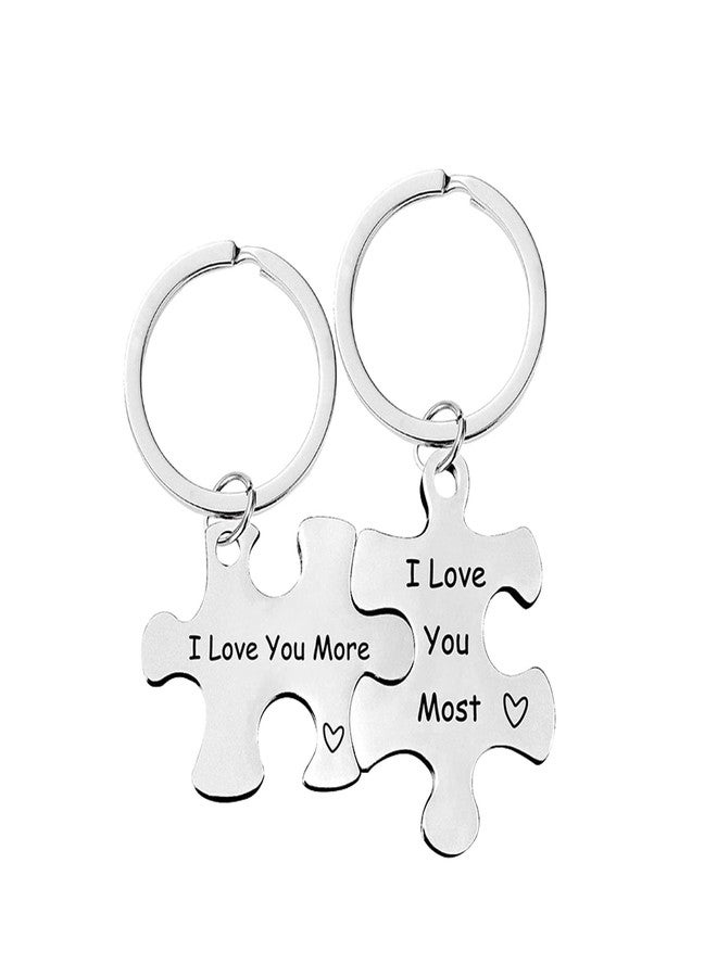 Grekywin Couple Gifts Keychain Puzzle Keychain, I Love You Most I Love You More Matching Couple Keychain, Valentine's Day Birthday Gifts for Boyfriend Girlfriend for Husband Wife - Image 1