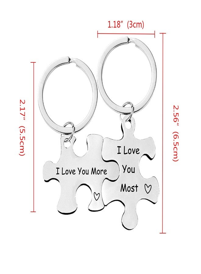 Grekywin Couple Gifts Keychain Puzzle Keychain, I Love You Most I Love You More Matching Couple Keychain, Valentine's Day Birthday Gifts for Boyfriend Girlfriend for Husband Wife - Image 4
