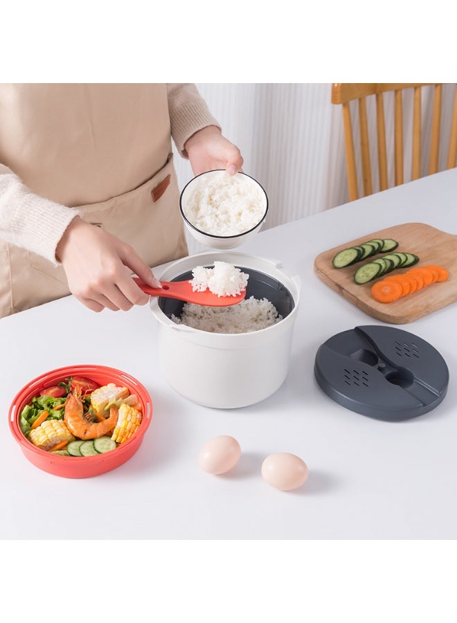 الميكروويف الأرز باخرة مع ملعقة أرز تصميم مضغوط التهوية غطاء والمواد الغذائية الصف مثالية للمنزل مكتب وسريعة الأرز الطبخ - Image 2