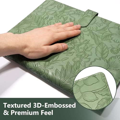 Mkobon Professional Padfolio Portfolio Binder, Textured Embossing Faux Leather Folder Organizer for Letter Size Legal Pad Notepad Resume, Card Holder for Women Men Business Office Conference (Green) - Image 4