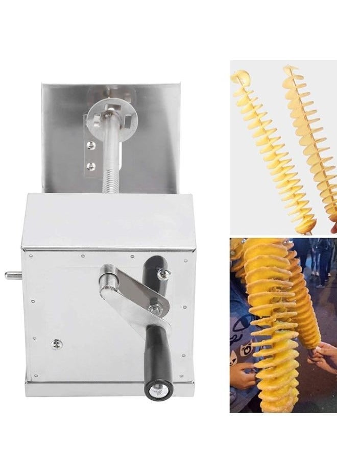 إلترازون Stainless Steel Potato Slicer: Twister Cutter for Tornado French Fries, Spiral Vegetable Chopper Machine - Perfect for Home and Professional Use, Durable and Easy Operation, 6x5.5x11.3 inches, Silver  - Image 4