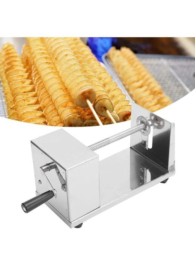إلترازون Stainless Steel Potato Slicer: Twister Cutter for Tornado French Fries, Spiral Vegetable Chopper Machine - Perfect for Home and Professional Use, Durable and Easy Operation, 6x5.5x11.3 inches, Silver  - Image 1