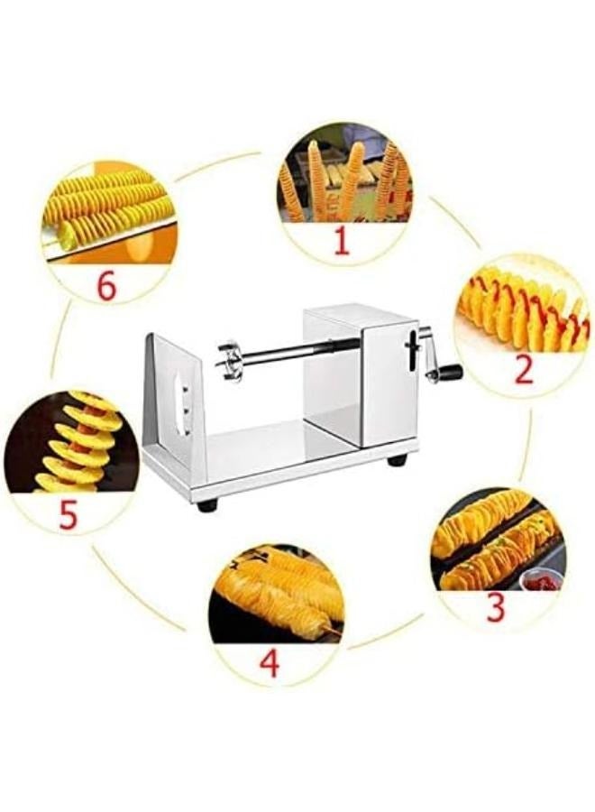 إلترازون Stainless Steel Potato Slicer: Twister Cutter for Tornado French Fries, Spiral Vegetable Chopper Machine - Perfect for Home and Professional Use, Durable and Easy Operation, 6x5.5x11.3 inches, Silver  - Image 2