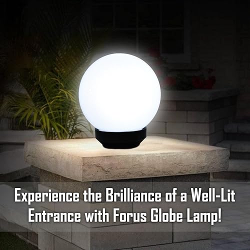 Forus Gate Lamp, Unbreakable Polycarbonate 20CM | Waterproof B22 White Globe Light for Outdoor, Main Gate, Pillars, Poles, Garden & Home | Moon Shape Outdoor Decorative Lamp | 2-Year Warranty | 1 Pc - Image 3