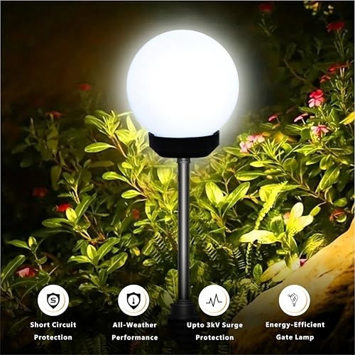 Forus Gate Lamp, Unbreakable Polycarbonate 20CM | Waterproof B22 White Globe Light for Outdoor, Main Gate, Pillars, Poles, Garden & Home | Moon Shape Outdoor Decorative Lamp | 2-Year Warranty | 1 Pc - Image 5