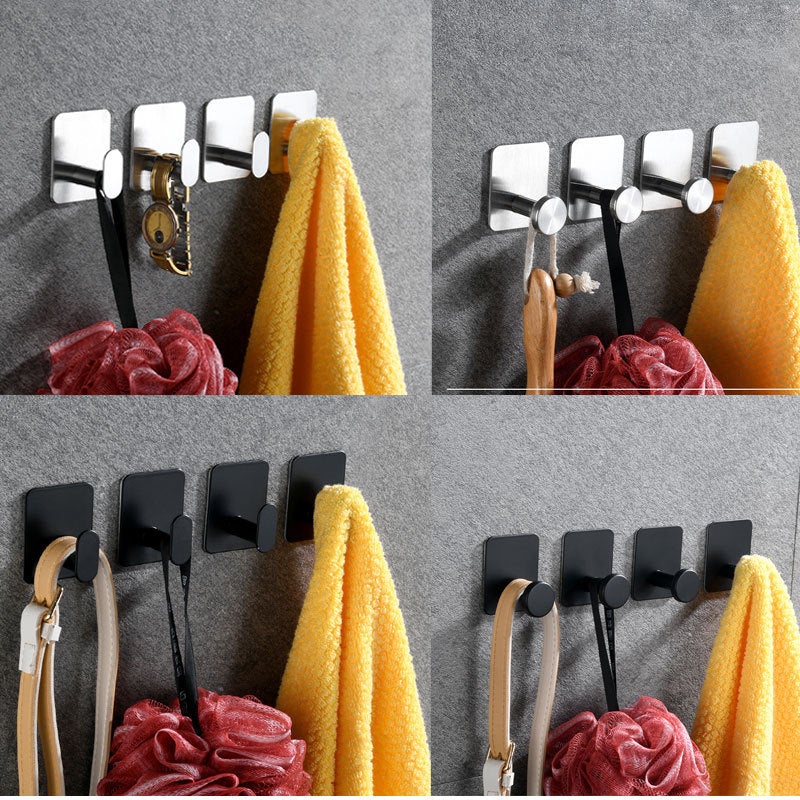 Stainless Steel Hook Bathroom Row Hook Coat Hook Toilet Strong Adhesive Hook Wall Hanging Storage Hook - Image 4