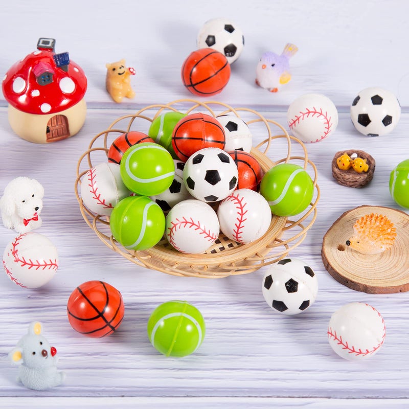 Pllieay 24pcs 4 Styles Bouncy Balls, Sports Rubber Balls for Kids Play Party Favors(27mm) - Image 4