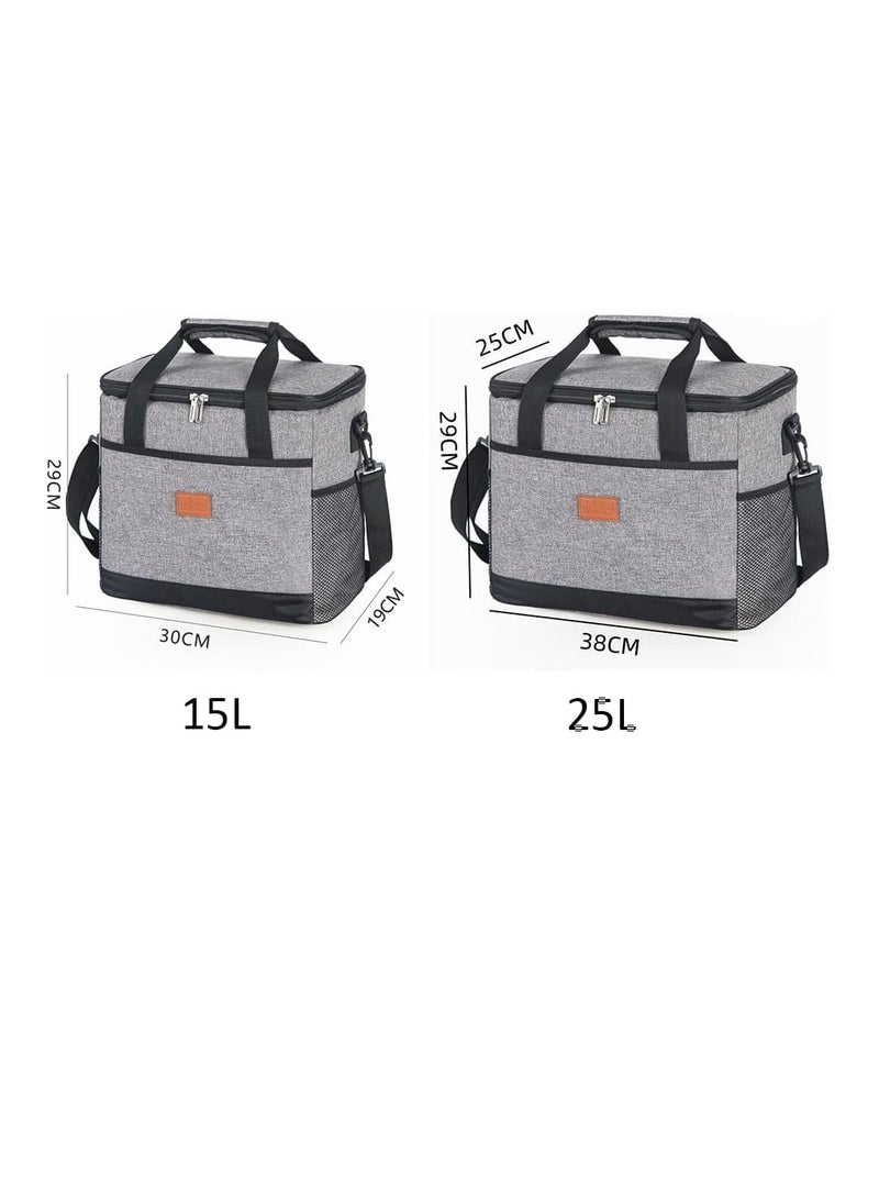 Cooler Bag, Insulated Bag, Portable Thermal Bag Tote Bag For Picnic Travel, Insulated Lunch Bag with Shoulder Strap for Adults Women Men, Waterproof Leakproof Bento Bag for Office School (25L)  - Image 2