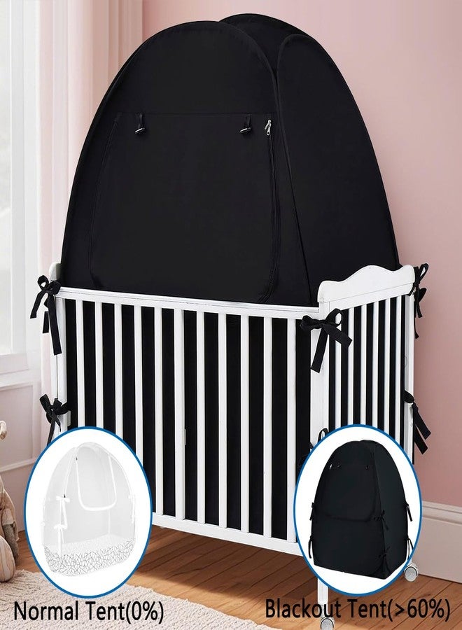 Akiky Pop Up Tent Crib Blackout Tent Mini Crib and Pack N Play Tent Travel Privacy Tent,Blackout Canopy Crib Cover, Sleep Pod for Kids Toddler Baby - Image 2