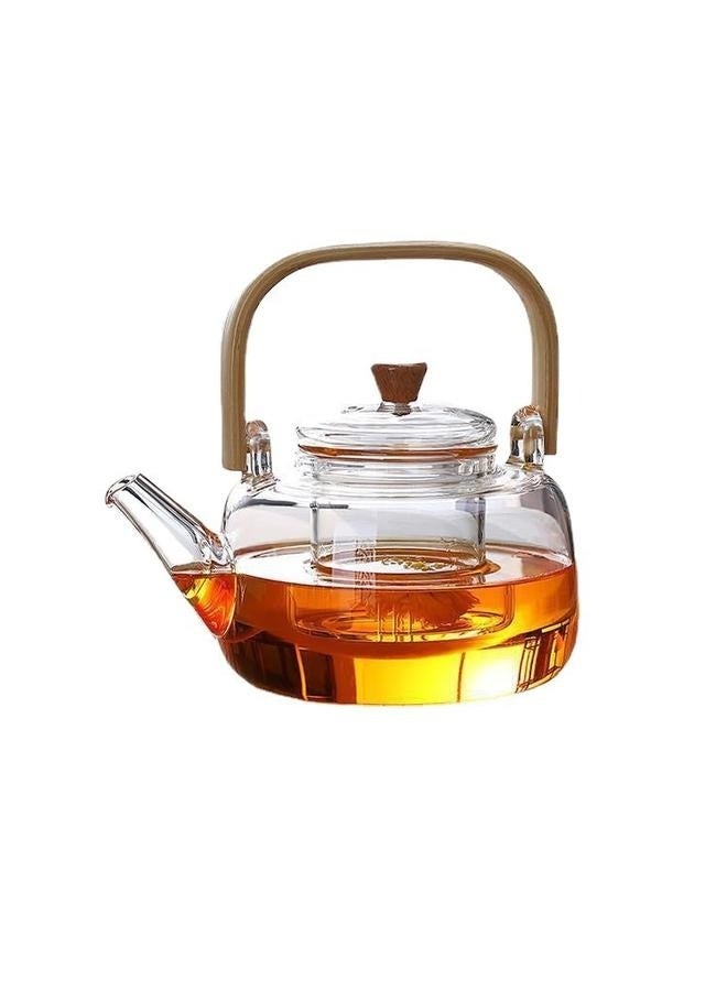 1000ml Glass Teapot With Glass Infuser, Teapot With Strainer For Loose Tea, Safe On Stovetop, Tea Pot With Handle  - Image 1