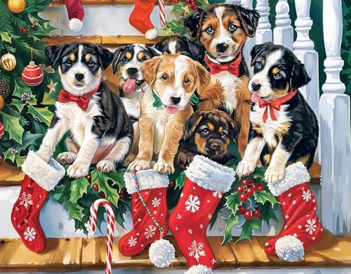 CHengQiSM Christmas Puzzle 100 Piece Puzzles for Kids Christmas Dogs Puzzle 100 Pieces Christmas Puppies Puzzle 100 Piece Puzzles for Adults Christmas Puzzle Puppies Puzzles for Kids Ages 610 Brain Teaser - Image 1