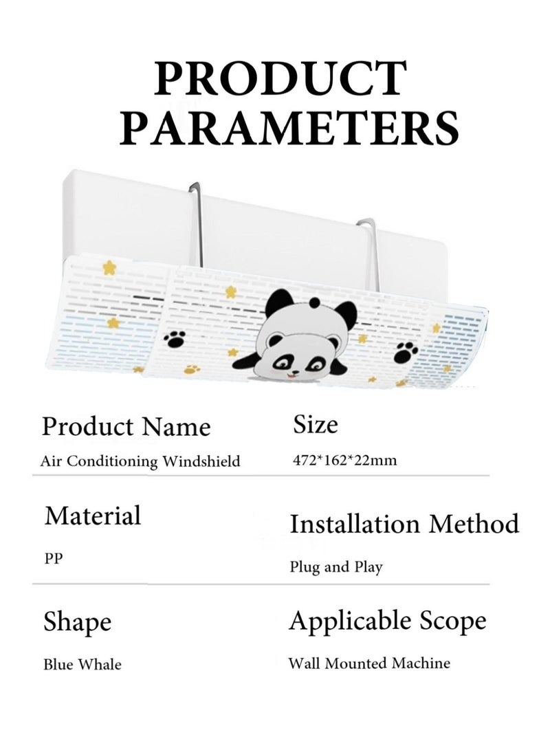 أنريكا عاكس مكيف الهواء المنفصل، موديل كرتوني (باندا)، سهل التركيب بدون ثقب للحائط، مقاس قابل للتعديل ليناسب جميع أنواع وأحجام مكيفات الهواء - Image 4