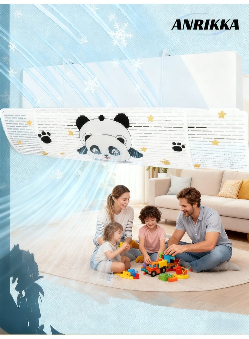 أنريكا عاكس مكيف الهواء المنفصل، موديل كرتوني (باندا)، سهل التركيب بدون ثقب للحائط، مقاس قابل للتعديل ليناسب جميع أنواع وأحجام مكيفات الهواء - Image 1