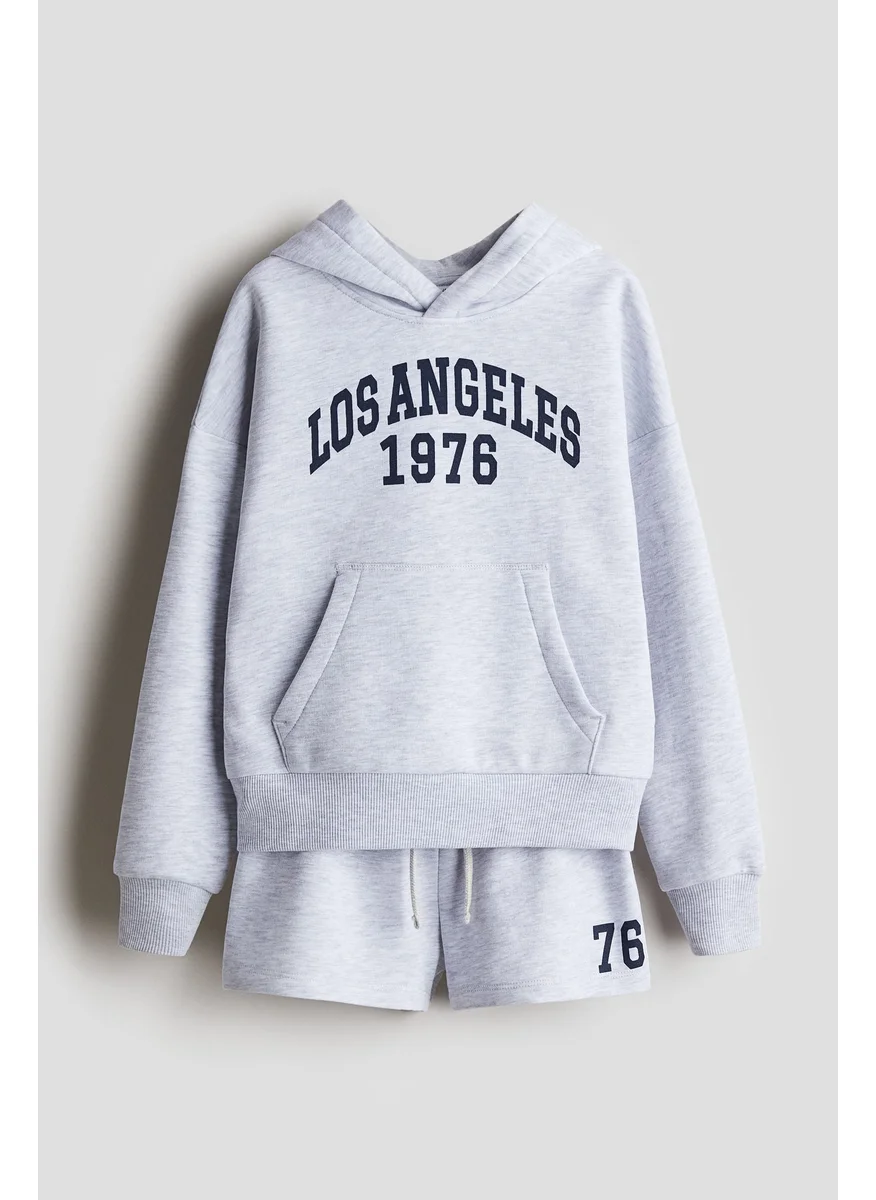 اتش اند ام 2-Piece Brushed-Inside Hoodie And Shorts Set