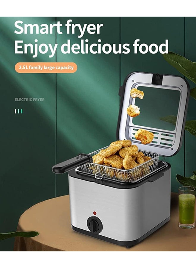 Hihonor Deep Fryer with Basket,2.5L Electric Deep Fryer with Temperature Control and Viewing Window Lid,French Fries,Fried Chicken,Chicken Fillet,For Family Gatherings/School Lunches  - Image 2