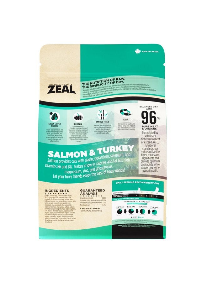 ZEAL Canada Air-Dried Salmon & Turkey Recipe for Cats - Superfood Omega-3 Rich, Dual-Protein, Grain Free, No Fillers, Complete Nutrition (Salmon & Turkey, 14.1 oz) - Image 1
