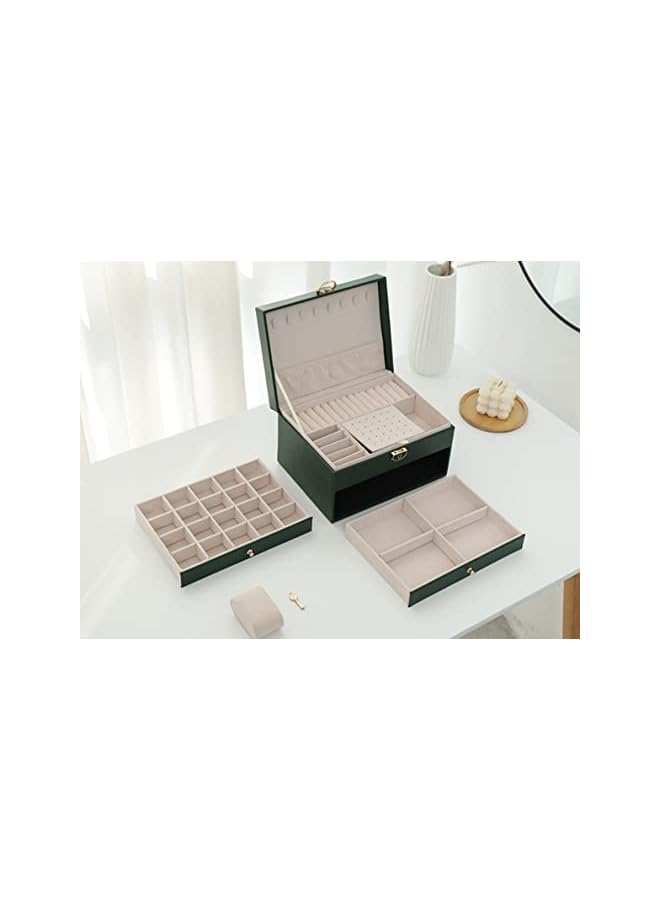 IAF Elegant Jewelry Organizer Compact Jewelry Box PU Leather Storage Case for Earrings Rings with Code Lock - Image 3