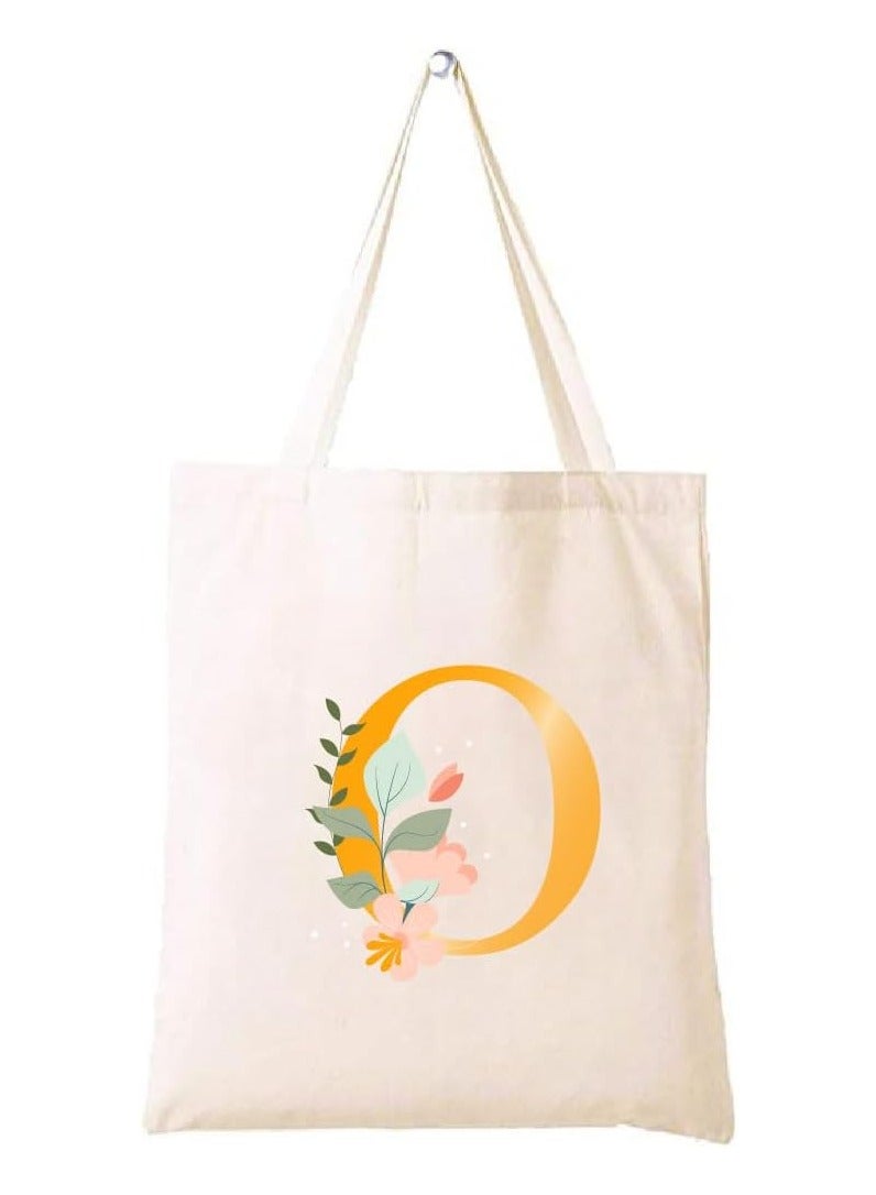 PRINTSHOP4ME Initial Letters Printed Canvas Cotton Tote Bag For Women-Party Gift Idea And Cotton Gift Bag,Reusable Bag - Image 1