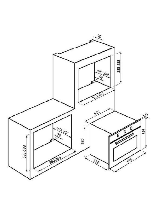 كيتشن لاين فرن غاز كيتشن لاين مدمج مع شواية كهربائية، 90 سم، 125 لتر، ستانلس ستيل/أسود ، FGE9V043AXN - Image 2