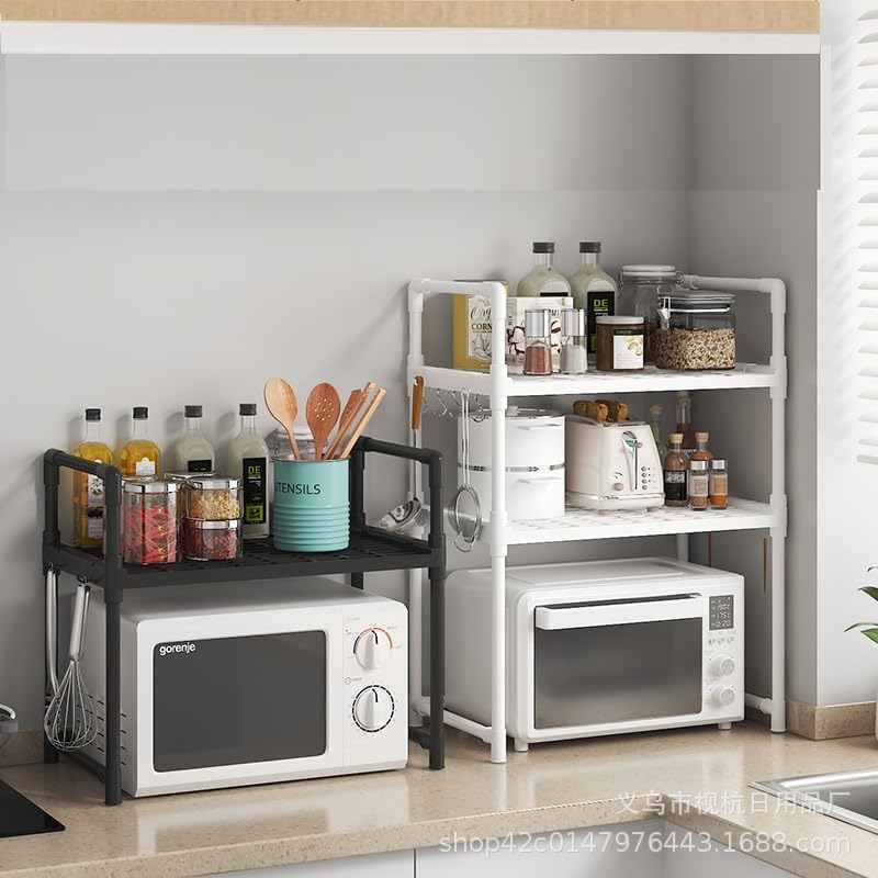 Olpad Expandable 2 Tier SS Kitchen Shelf Organizer Countertop Rack Space Saving Kitchen Free Standing Rack for Cosmetics, Stationary and Jars Organization Oven Stand Compact & Convenient (2 layer, White) - Image 5