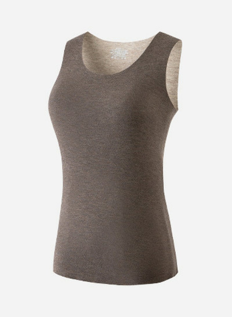 إسكدنيا Tank Tops for Women Thermal Vest Warm Tank-Top Sleeveless Camisole Lingerie Sleeveless Top Thermal Underwear Winter Cold Weather Dark Brown 