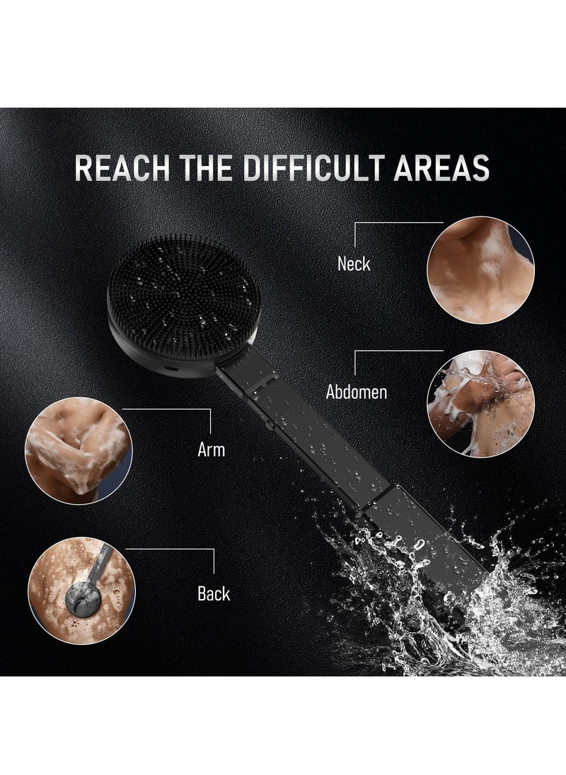 Upgraded Electric Body Scrubber, Sonic Scrubber Pro Waterproof Electric Body Brush, Massage Brush with Charcoal Infused Silicone Bristles for Deep Clean, 4 Settings & 2 Speeds - Image 4
