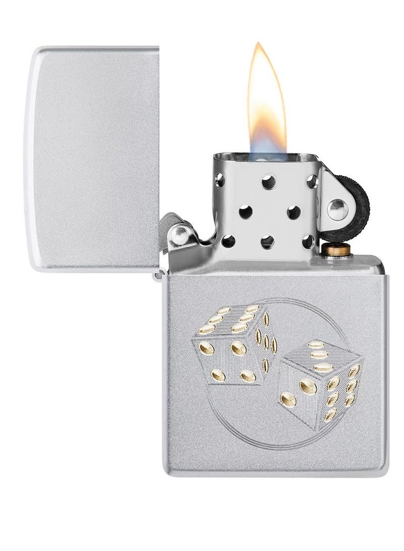 Zippo ولاعة مقاومة للرياح من Zippo AE400037 205 Dice مصنوعة من الكروم الساتان - Image 3