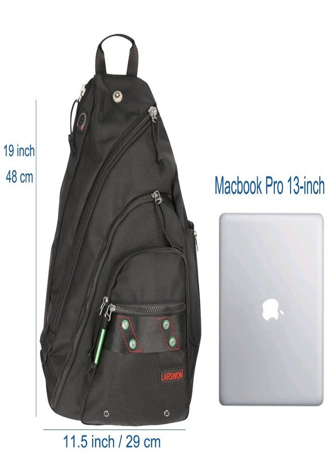 Larswon Sling Backpack, Sling Bag Laptop, Crossbody Bag Men, Shoulder Bags Black - Image 4