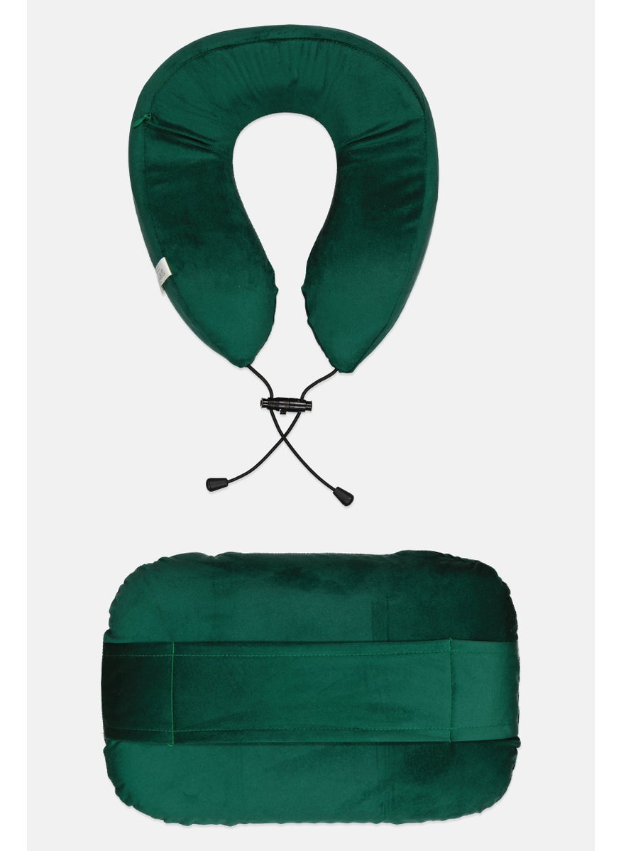 Catherine Malandrino 2 Pieces Memory Foam Travel Pillow, Green  - Image 2