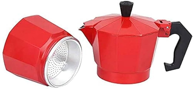 3D CREATIONS Alluminium Italian Style Stovetop Coffee Maker Moka Pot espresso Coffee percolator 6 cups of Coffee (Red, 300 ml) - Image 2